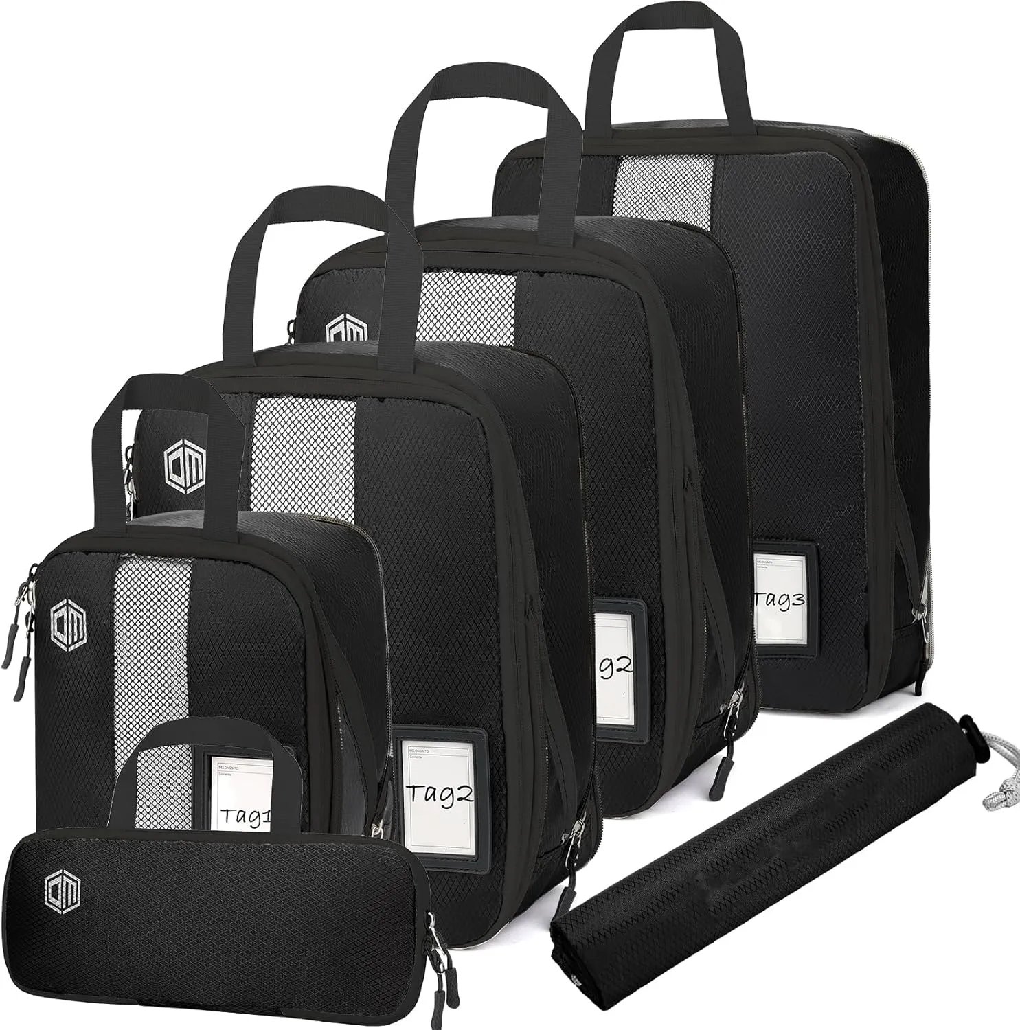 4/6 Set Compression Packing Cubes with lable for Travel, Expandable Packing Organizers, Carry On Luggage Suitcase Organizer Bags