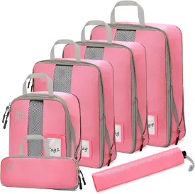 4/6 Set Compression Packing Cubes with lable for Travel, Expandable Packing Organizers, Carry On Luggage Suitcase Organizer Bags