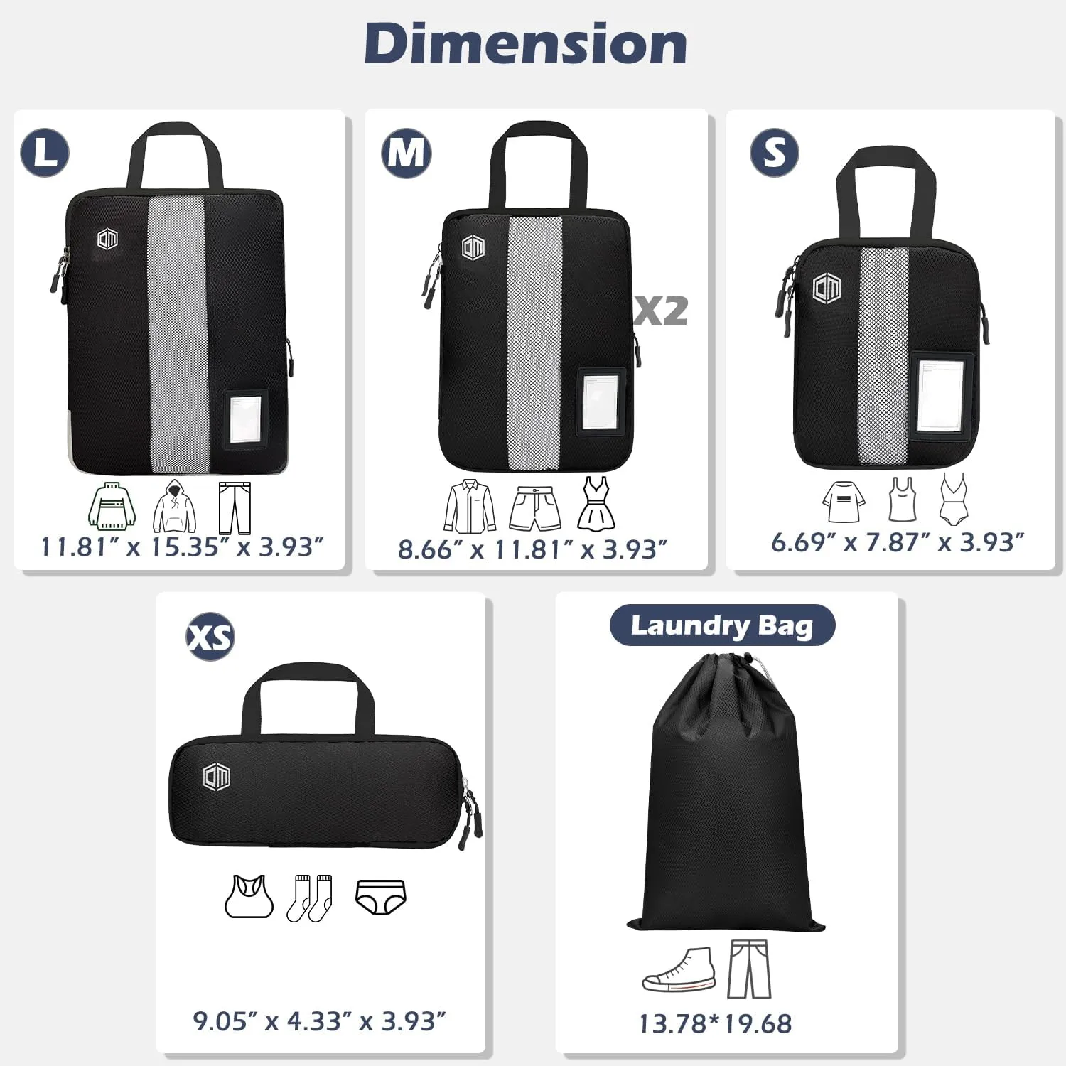 4/6 Set Compression Packing Cubes with lable for Travel, Expandable Packing Organizers, Carry On Luggage Suitcase Organizer Bags