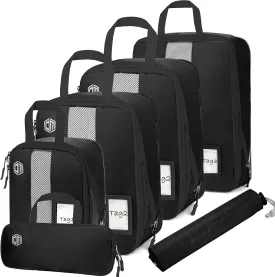 4/6 Set Compression Packing Cubes with lable for Travel, Expandable Packing Organizers, Carry On Luggage Suitcase Organizer Bags