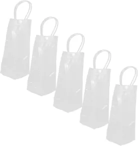 5 Pcs Ice Bucket Bag Bottle Chiller Clear Cooler Bag Ice Bags Wine Chiller Foldable Cooler Bag Wine Cooler Bag Instant Beverage Chiller Transparent