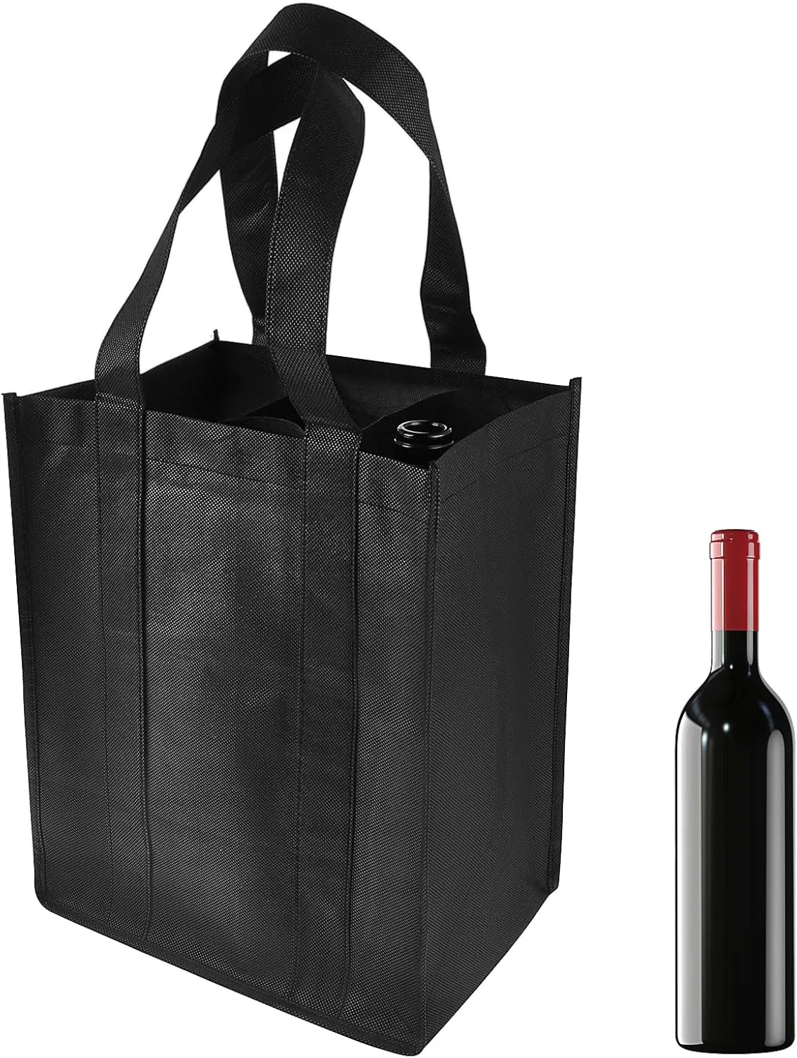 6 Bottle Wine Carrier Tote, Non-Woven Wine Bags Reusable Wine Travel Bag Portable Carrier Wine Bottle Holder Bag Wine Gift Bag with Carry Handle for Travel Camping Picnic Wine Lover