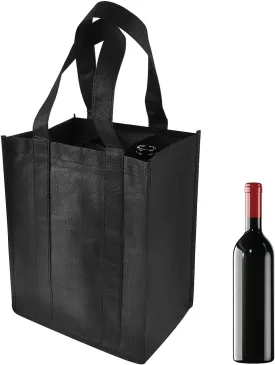 6 Bottle Wine Carrier Tote, Non-Woven Wine Bags Reusable Wine Travel Bag Portable Carrier Wine Bottle Holder Bag Wine Gift Bag with Carry Handle for Travel Camping Picnic Wine Lover