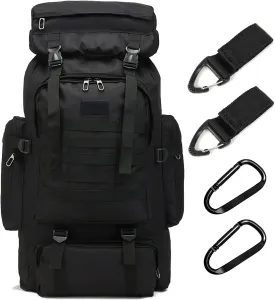 70L Hiking Backpack for Men, Waterproof Lightweight Camping Backpack, Military Rucksack with Molle, 3-Day Assault Pack for Travel, Climbing, Outdoor Sports(Black)