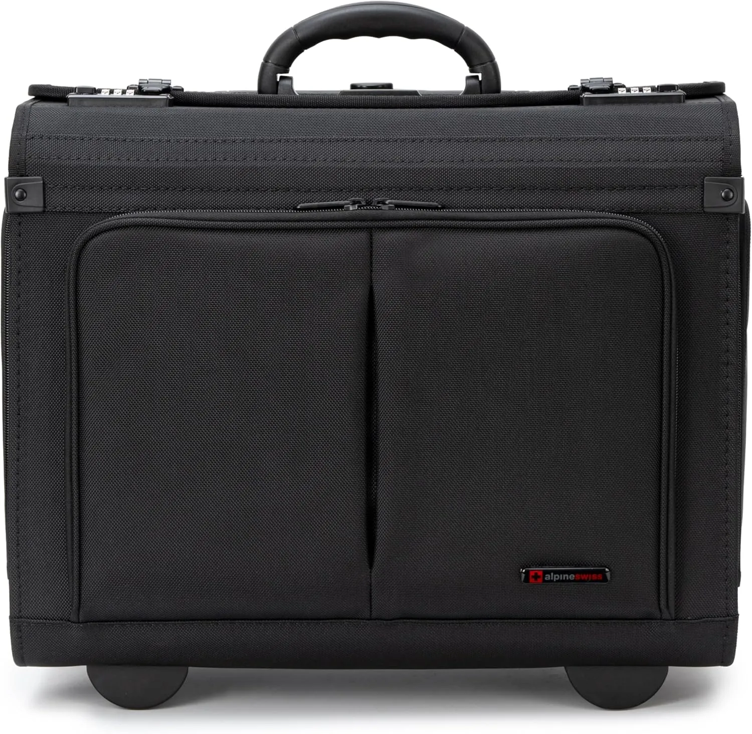 Alpine Swiss Rolling Briefcase Work Overnight Travel Bag Dual Locks Carry on Business Attache Case