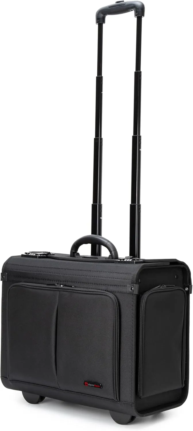 Alpine Swiss Rolling Briefcase Work Overnight Travel Bag Dual Locks Carry on Business Attache Case