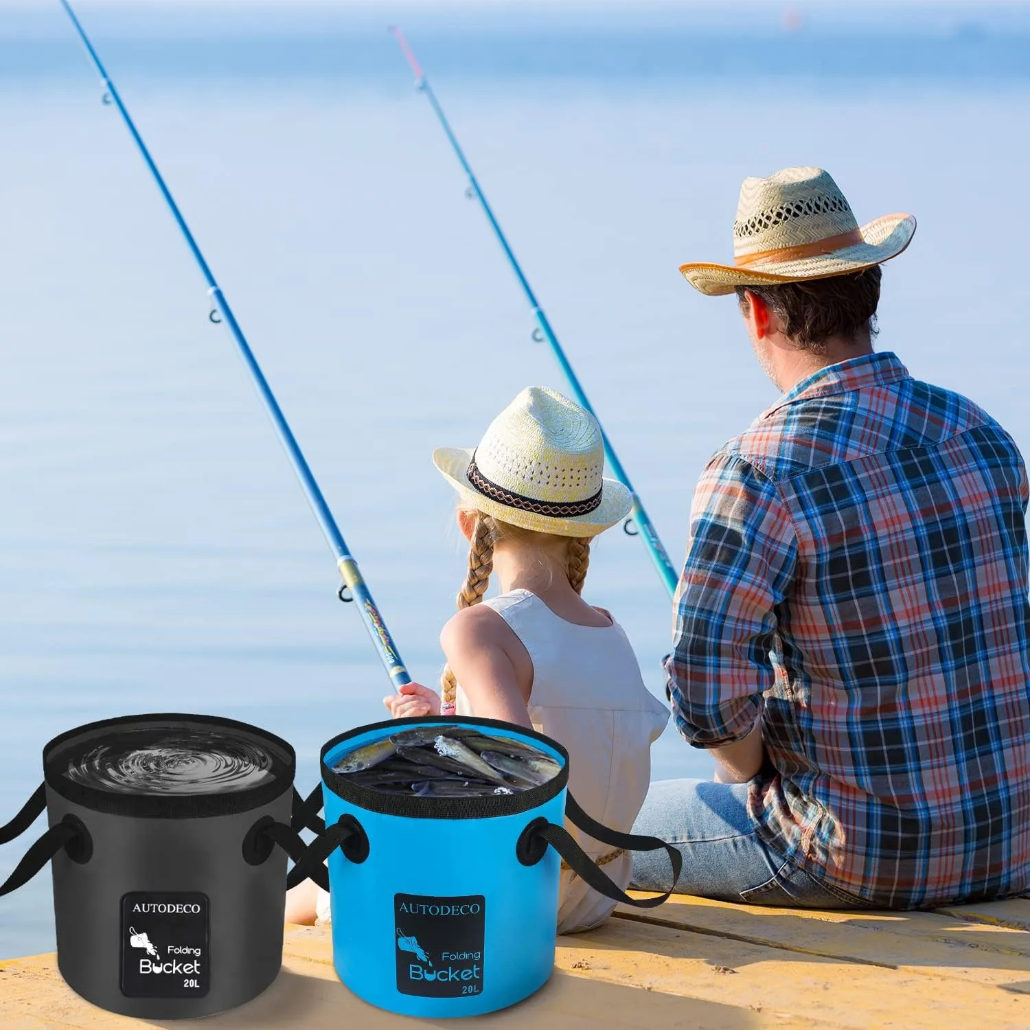 AUTODECO Collapsible Bucket 5 Gallon Container Folding Water Bucket Portable Wash Basin 20L