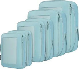 BAGAIL 4 Set/6 Set/8 Set Compression Packing Cubes Travel Accessories Expandable Packing Organizers(DustyBlue SquareMesh 6 Set)