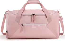 BAGSMART Gym Bag for Women, 36L Small Sports Duffle Bag With Shoe Bag, Lightweight Overnight Weekender Travel Duffel Bag, Water Resistant Workout Sports Bag for Travel - Pink
