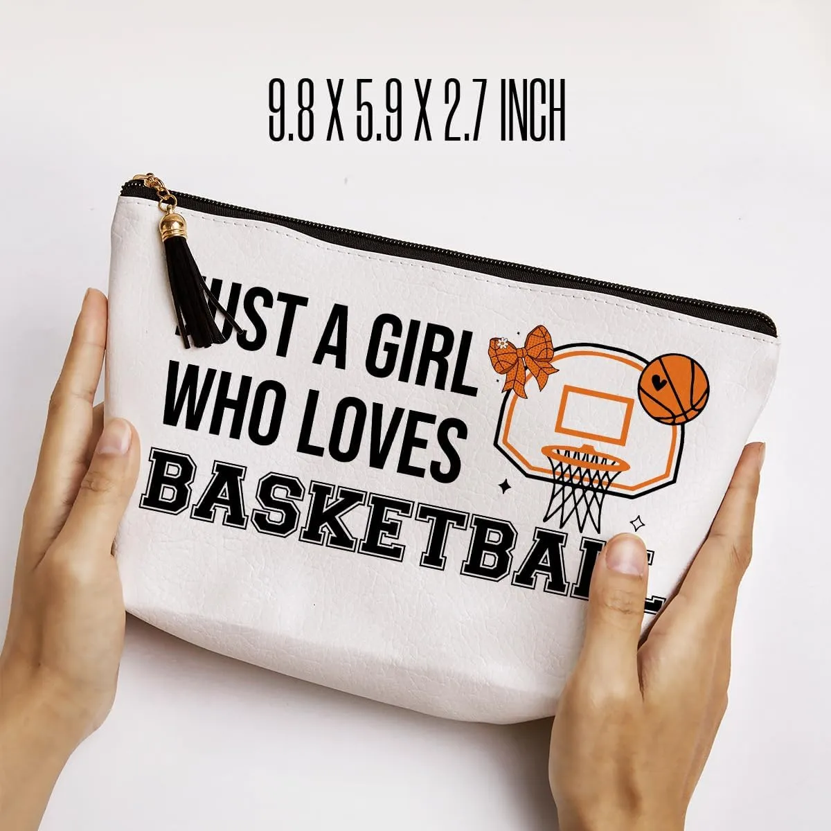 Basketball Gifts for Women Makeup Bag, Basketball Coach Gifts, Funny Basketball Accessories Gifts for Girls Sisters Besties Daughter Waterproof PU Leather Basketball Cosmetic Bag
