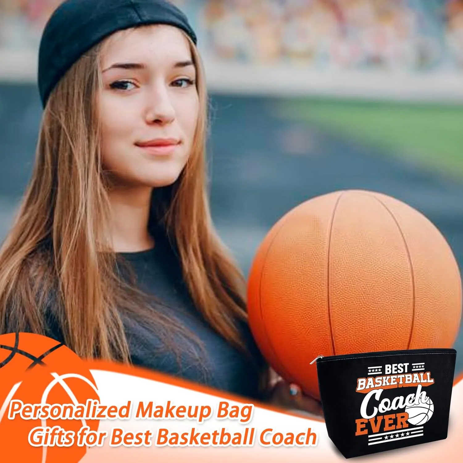 Basketball Woman Bag Basketball Mom Gifts Basketball Coach Gifts Basketball Makeup Bag Gift Basketball Lover Basketball Items Basketball Gift Bags Coach Cool Gifts Basketball Players