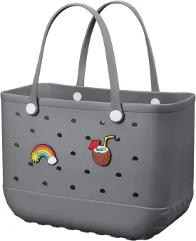 Beach Bag Rubber Tote Bag - Waterproof Travel Bag for Women Washable Tote Bag Handbag for Sports Beach Market Pool