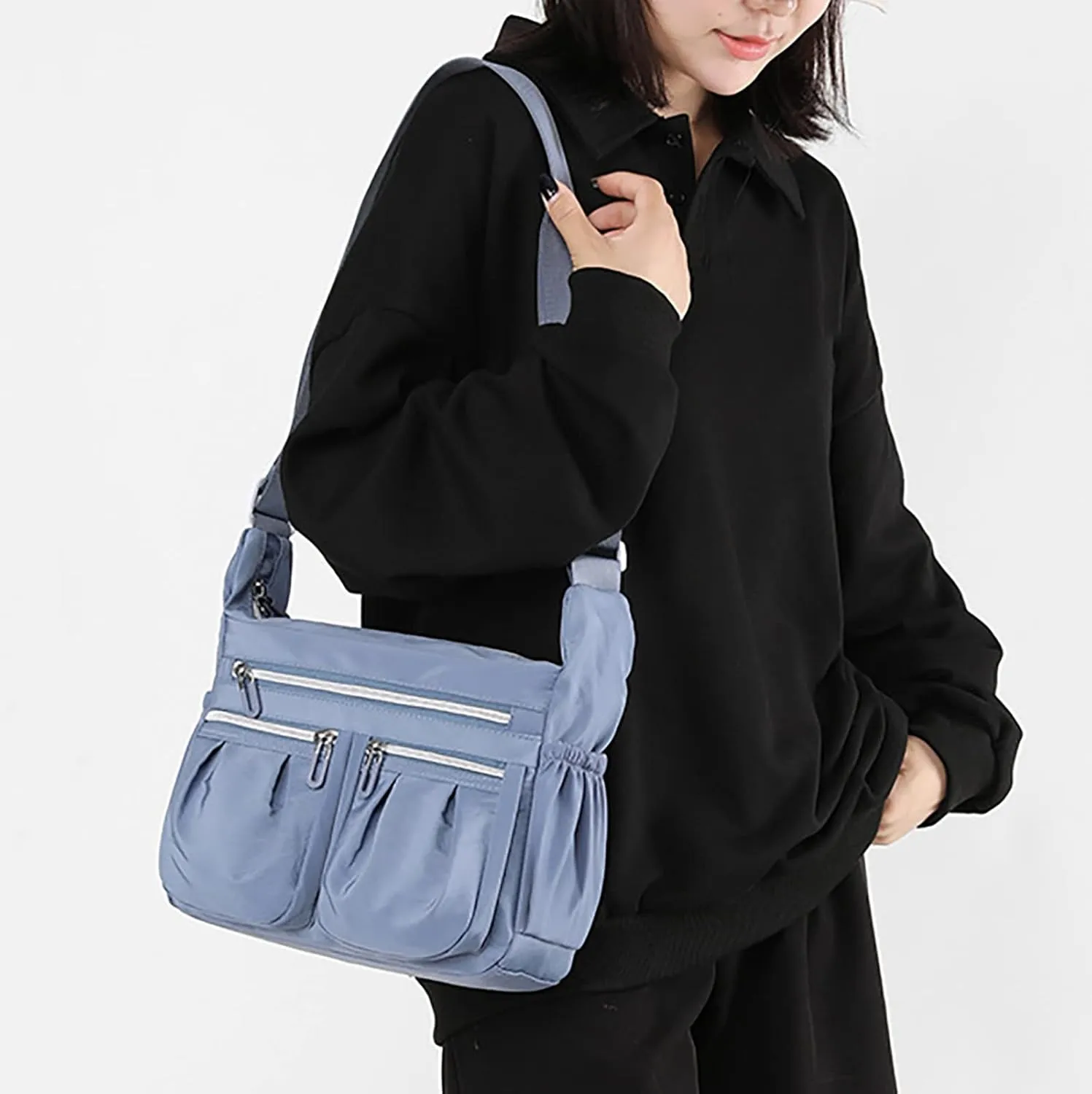 Beach Tote Bag Girls' Polyester New Small Square Bag Portable Shoulder Drawstring Crossbody Bags For Outdoor Beach Travel J