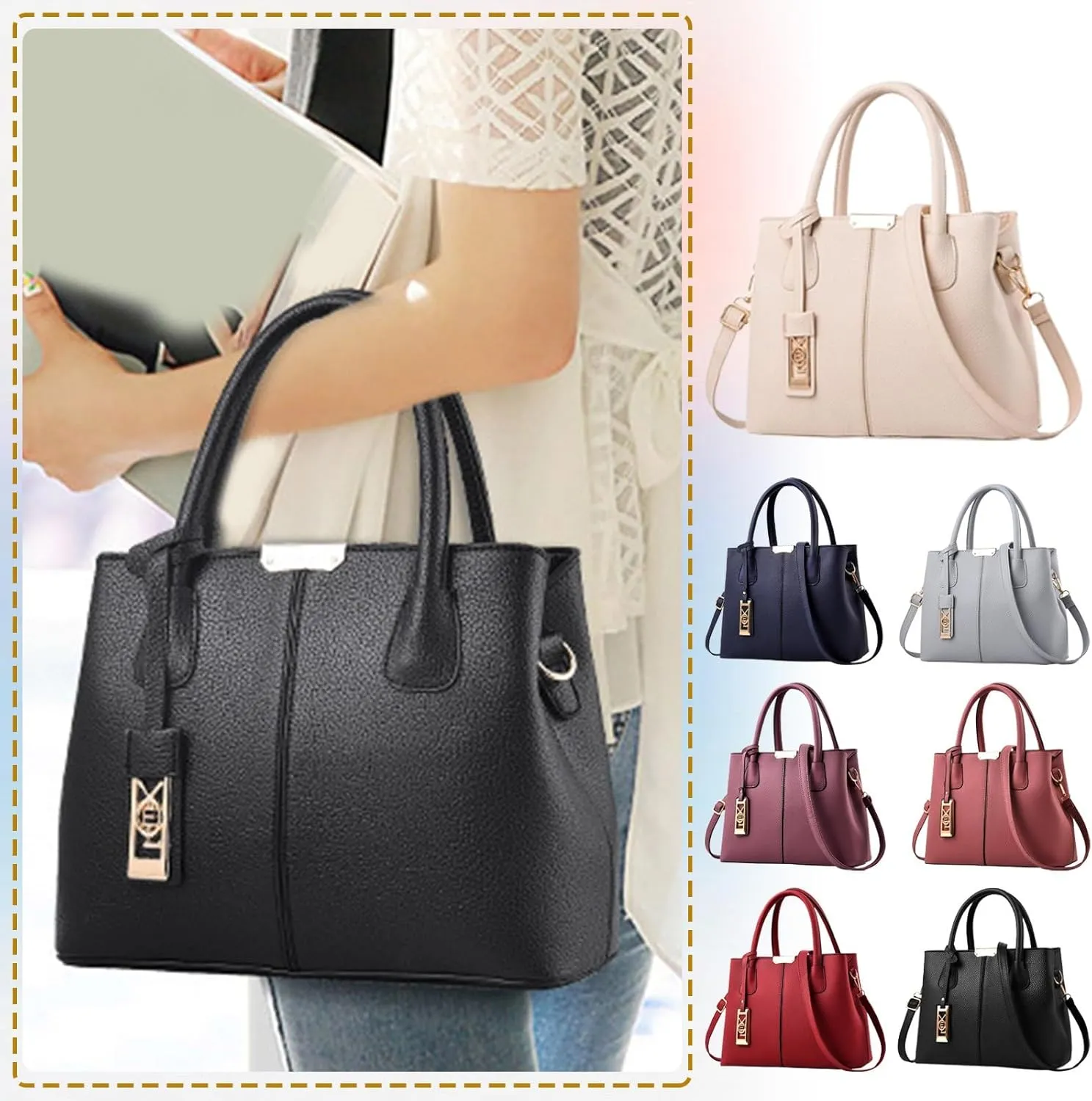 Beach Tote Bag Large Leather Handbags Crossbody Bag Adjustable Strap For Work Outdoor Shopping Mama Wife S