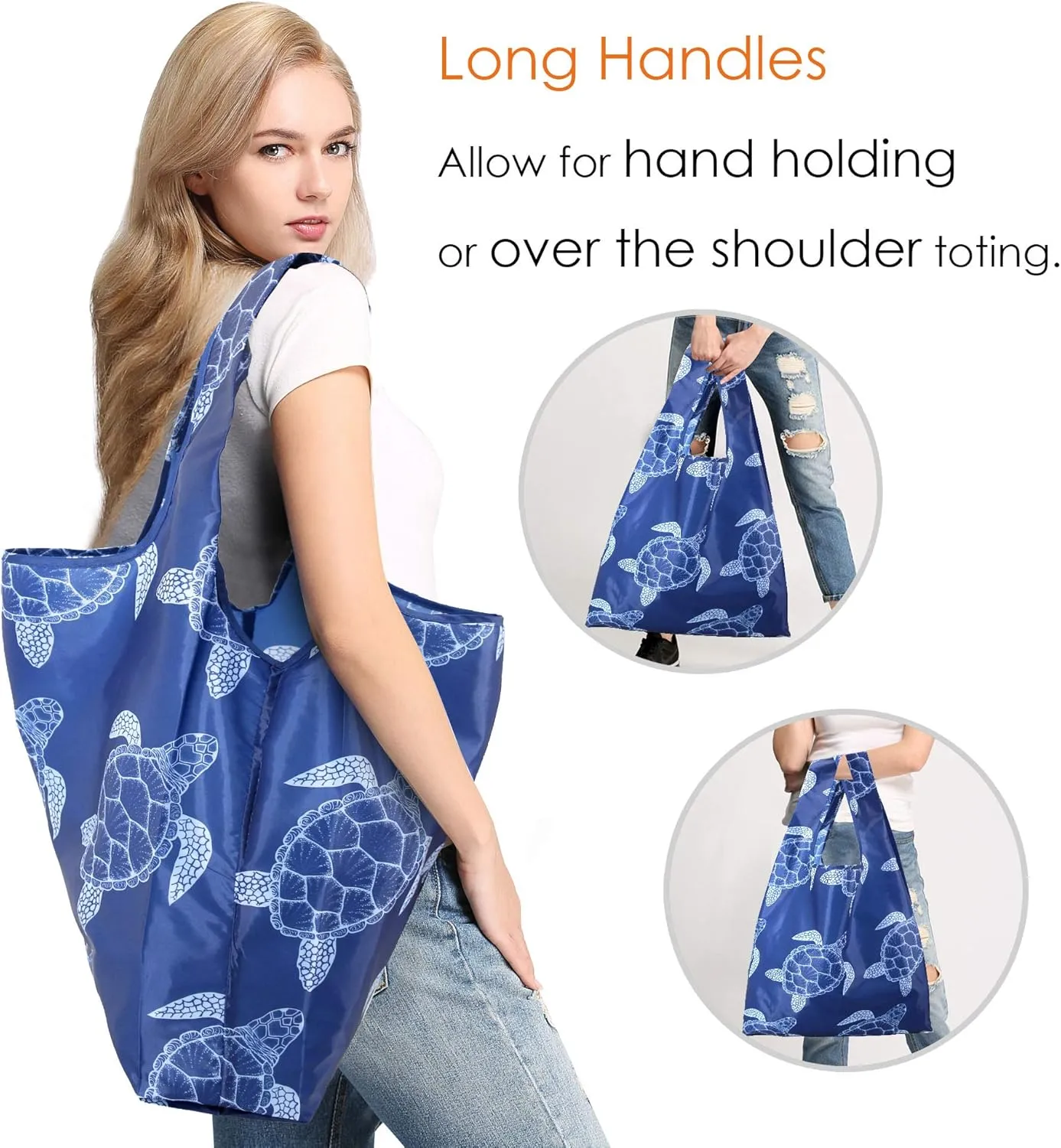 BeeGreen Animal Lover Gifts for Women Reusable Grocery Bags Foldable Shopping Totes 12 Pack Cute Holiday Bags with Handles Large Cloth Gift Bags Cute Groceries Bags Bulk Heavy Duty