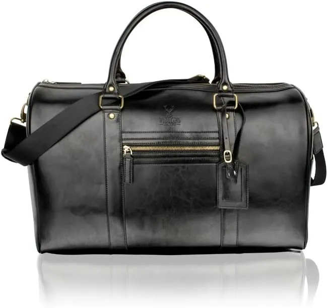 Black 18.5" Central Zip Weekend Bag Adjustable Shoulder Strap