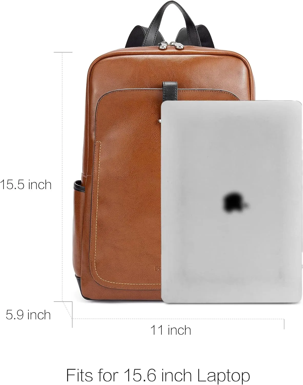 BOSTANTEN Leather Laptop Backpack for Women,15.6 inch Computer Backpack Purse College Daypack Work Travel Bag Brown