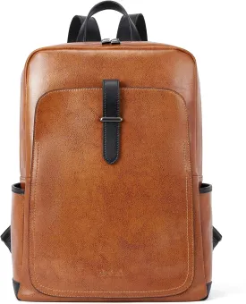 BOSTANTEN Leather Laptop Backpack for Women,15.6 inch Computer Backpack Purse College Daypack Work Travel Bag Brown