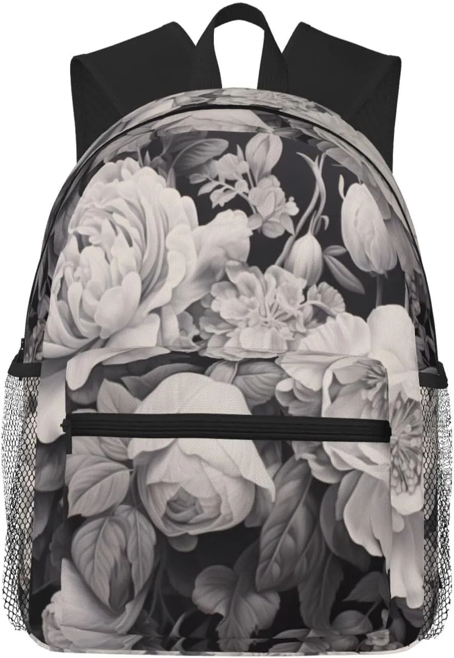 BREAUX Floral Graphite print Lightweight Comfortable Backpack for Men Women, Durability Laptop Daypack, Travel bag 