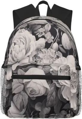 BREAUX Floral Graphite print Lightweight Comfortable Backpack for Men Women, Durability Laptop Daypack, Travel bag 