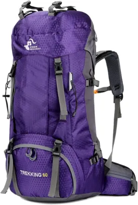 Bseash 60L Waterproof Hiking Camping Backpack with Rain Cover, Large Outdoor Sport Travel Daypack Rucksack for Climbing