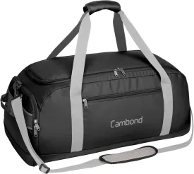 Cambond Airport Luggage Checked Bag - 60L Travel Duffle Bag for 4-5 Day Short Trip, Compact Foldable Travel Duffel Bags for Traveling with Shoe Compartment for Men Women, Checked Luggage, Black
