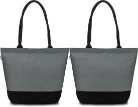 Canvas Tote Bag with Zipper, Pack of 2  Reusable Canvas Bags with Handles, Heavy-Duty Cotton Tote Bags, Canvas Grocery Bags, Cloth Shopping Bags