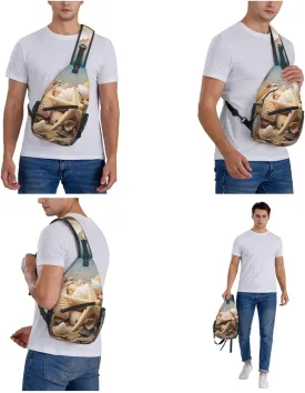 Chest Bag Starfish and Seashells print Sling Backpack Crossbody Sling Bag for Women Men Cross Body Bag
