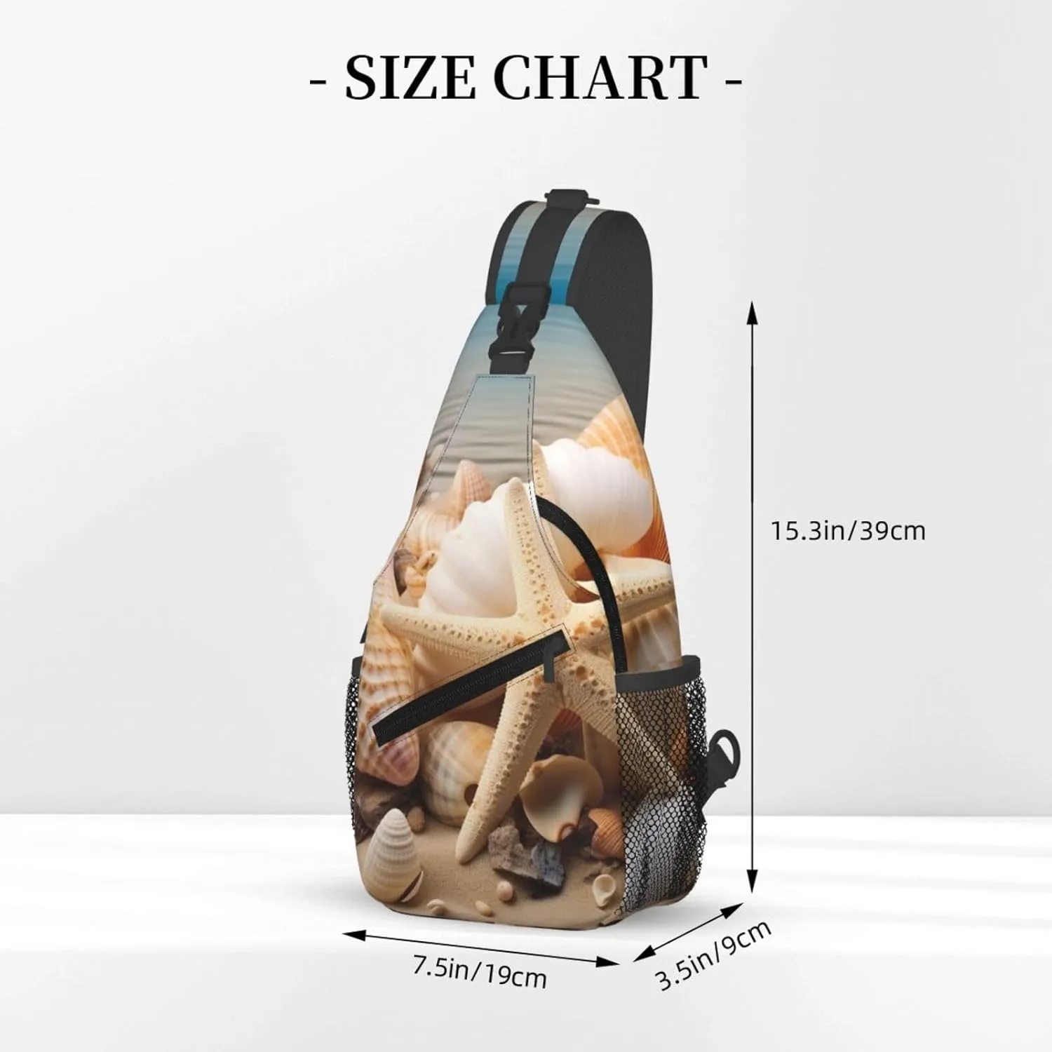 Chest Bag Starfish and Seashells print Sling Backpack Crossbody Sling Bag for Women Men Cross Body Bag