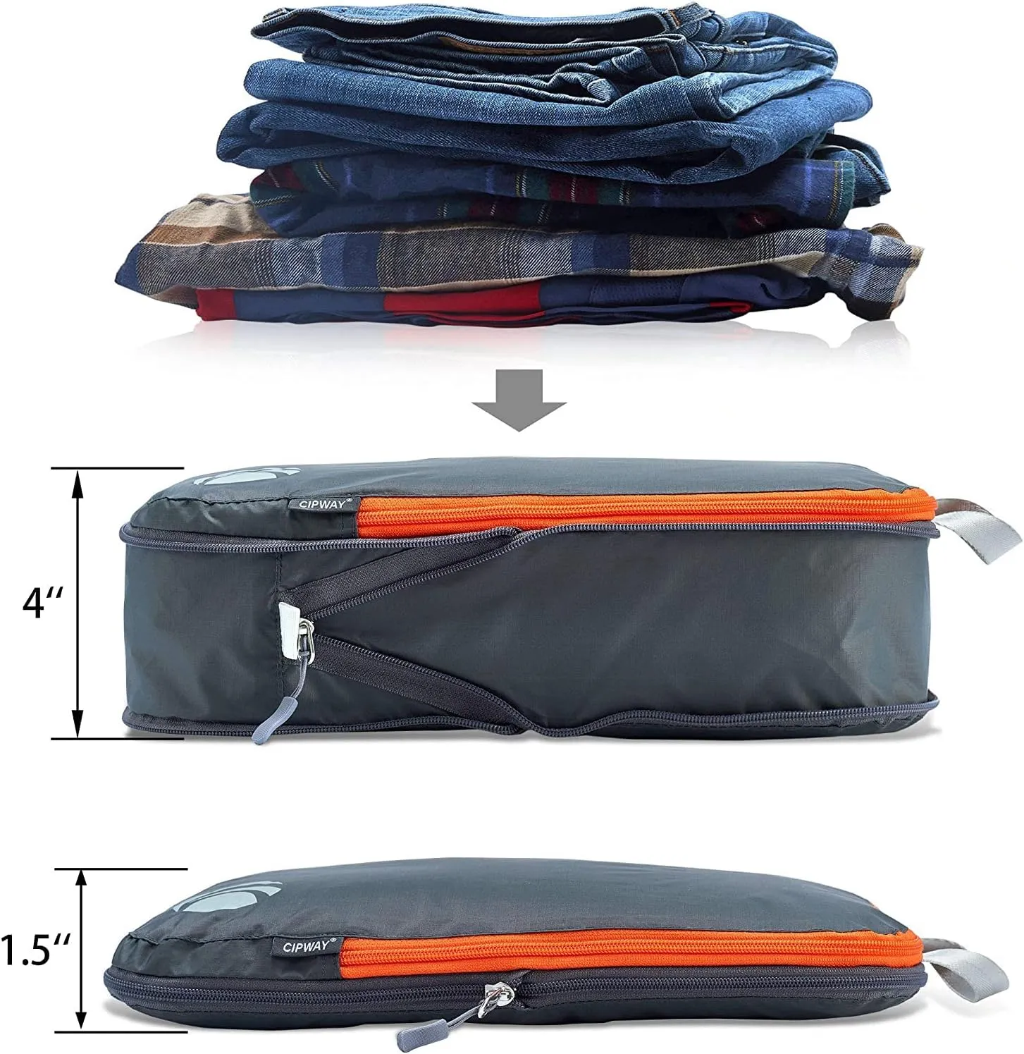 Cipway Compression Packing Cubes Set, Ultralight Expandable Travel Packing Organizers for Carry on Luggage (Grey 6pcs)