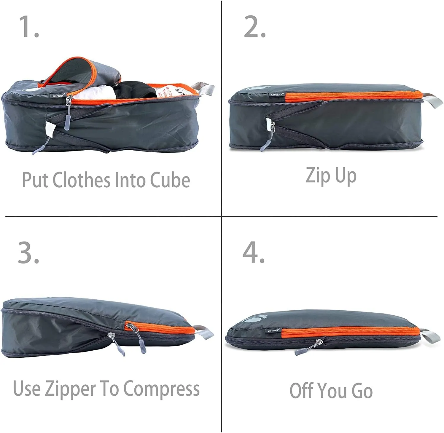 Cipway Compression Packing Cubes Set, Ultralight Expandable Travel Packing Organizers for Carry on Luggage (Grey 6pcs)