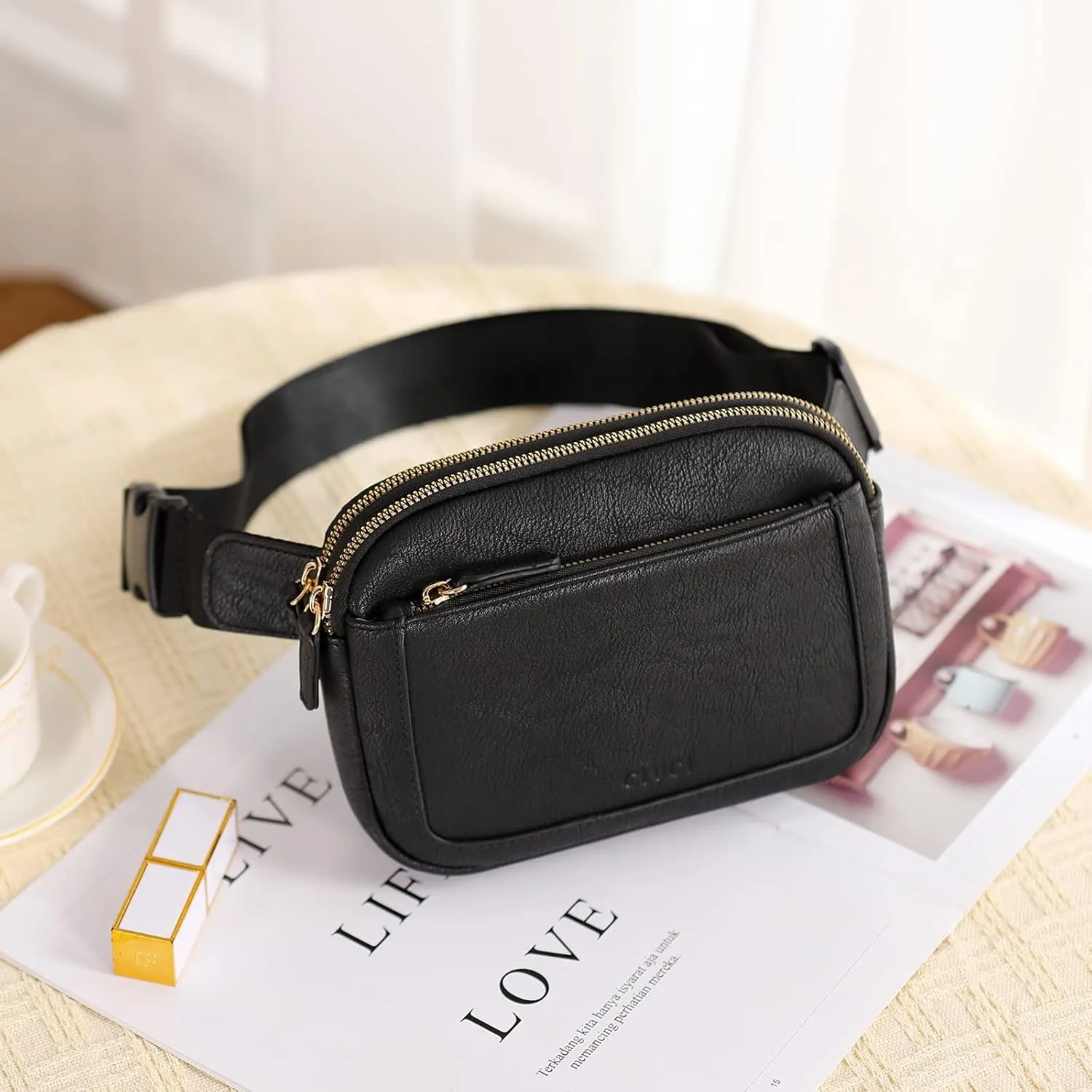 CLUCI Belt Bag for Women, Mini Everywhere Crossbody Waist Bag Adjustable Strap, Vegan Leather Women's Fanny Pack