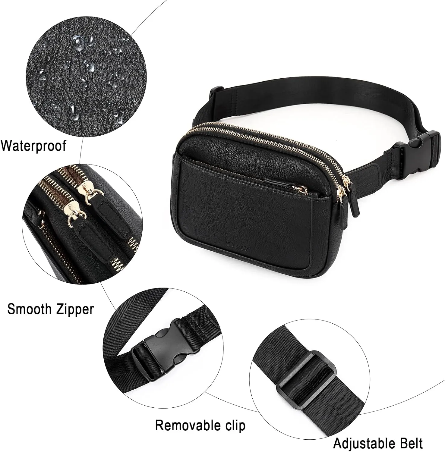 CLUCI Belt Bag for Women, Mini Everywhere Crossbody Waist Bag Adjustable Strap, Vegan Leather Women's Fanny Pack