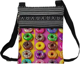 Colorful Donuts Messenger Bag Small Ethnic Pattern Printed Adjustable Strap Crossbody Zipper Pouch Colorful Donuts Phone Organizer Wallet Cute Shoulder Handbag for Women-1