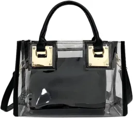 Cooba 2Pcs Handbags Purse for Women Clear Bag PVC Leather Satchel Crossbody Bag Transparent Jelly Bag Beach Shoulder Bag