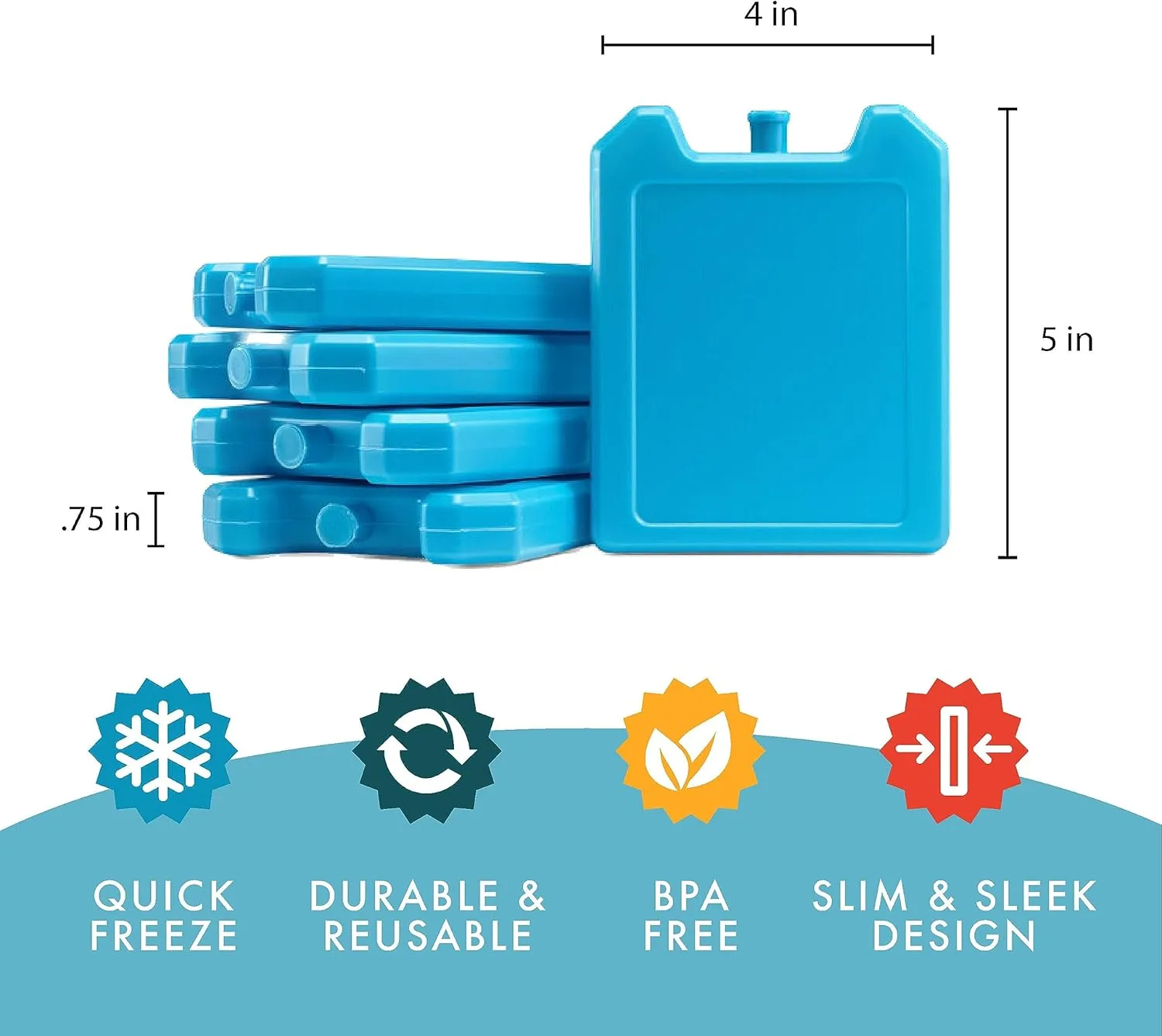 Cool Coolers by Fit   Fresh, 5 Pack Days of the Week Ice Blocks, Compact Reusable Ice Packs for Lunch Boxes & Coolers, Multi Colored
