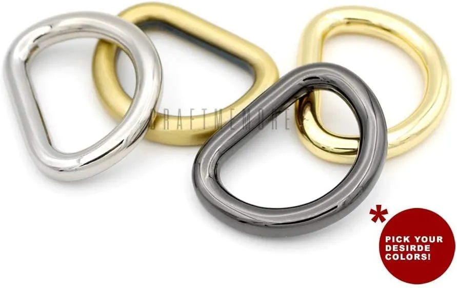 CRAFTMEMORE 6pcs D-Ring Findings Purse Belt Strap Loop Quality Finish Purse Making D Rings SCD1