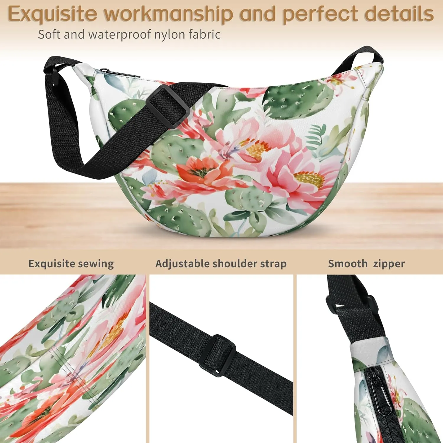 Crescent Crossbody Bag for Women Men, Lightweight Small Sling Hobos Dumpling Bag Crescent Purse, Crescent Moon Bags