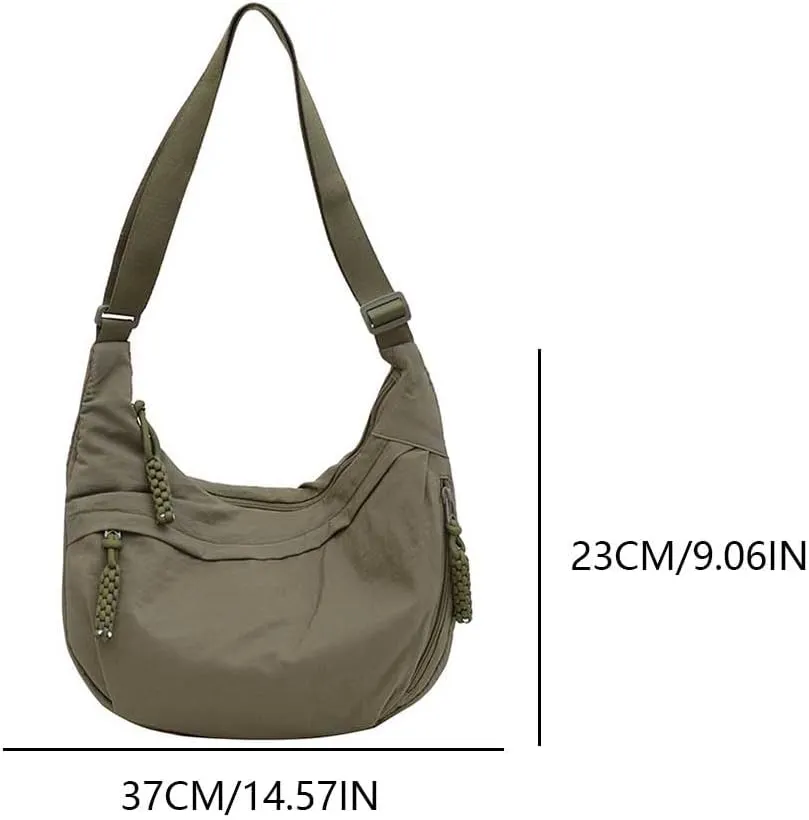 Crescent Crossbody for Women, Fashion Leopard Shoulder Nylon Luna Dumpling Moon Hobo Bag