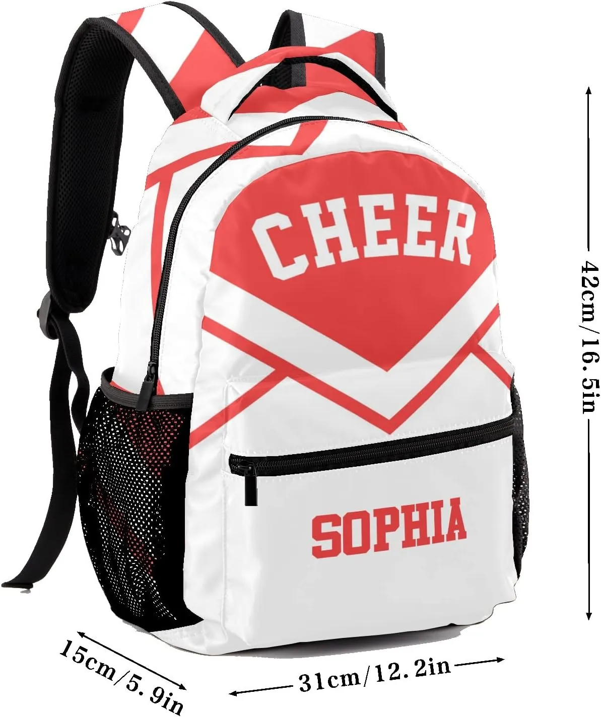 Custom Cheer Cheerleader Light Red Personalized Causual Shoulder Bag Sports Leisure Camping Backpack for Women Men