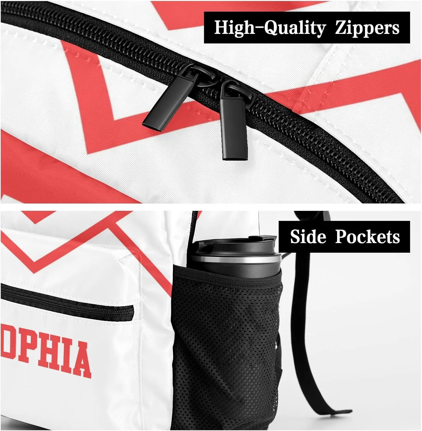 Custom Cheer Cheerleader Light Red Personalized Causual Shoulder Bag Sports Leisure Camping Backpack for Women Men