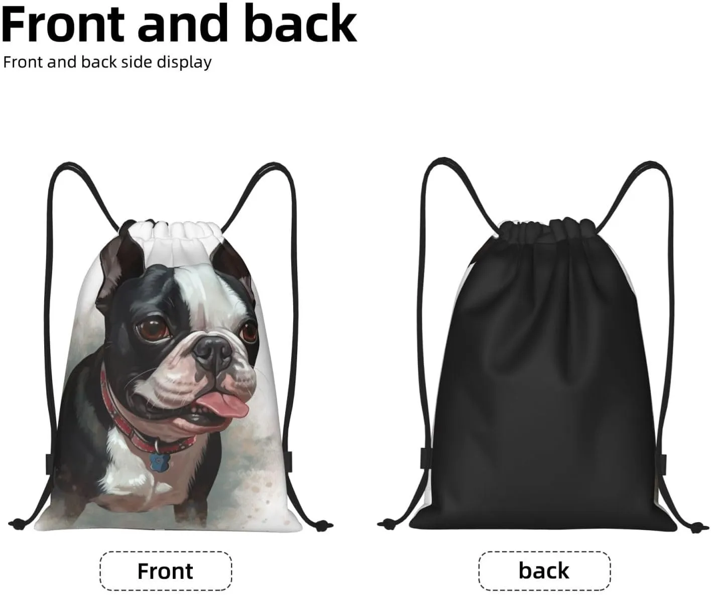 Drawstring Backpack Sports Gym Sackpack Boston Terrier Cinch Bag Waterproof String Bags Lightweight Swim Bag