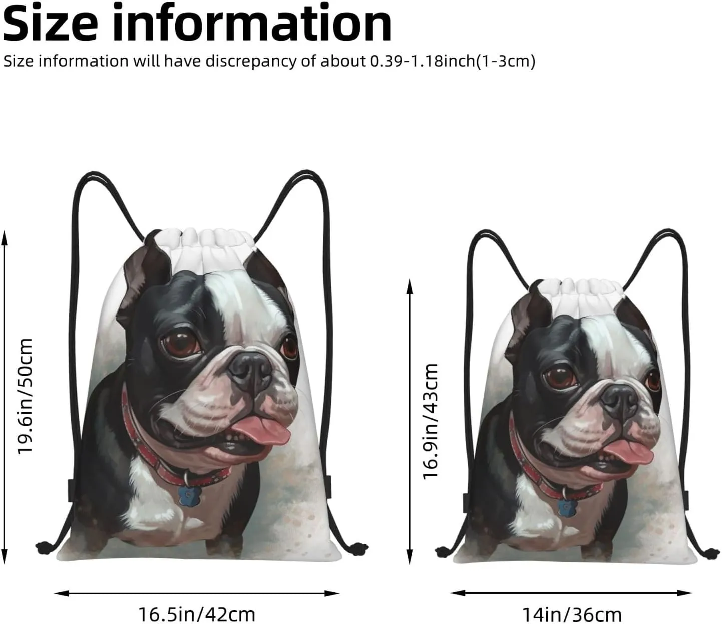 Drawstring Backpack Sports Gym Sackpack Boston Terrier Cinch Bag Waterproof String Bags Lightweight Swim Bag