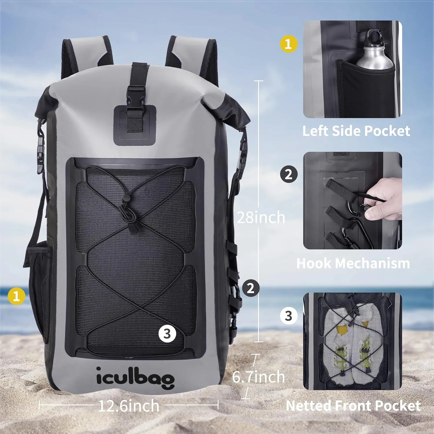 Dry Bags Waterproof Backpack for Women Men Travel Dry Bag Backpack Warterproof Bag for Kayaking Beach Boating 30L/40L