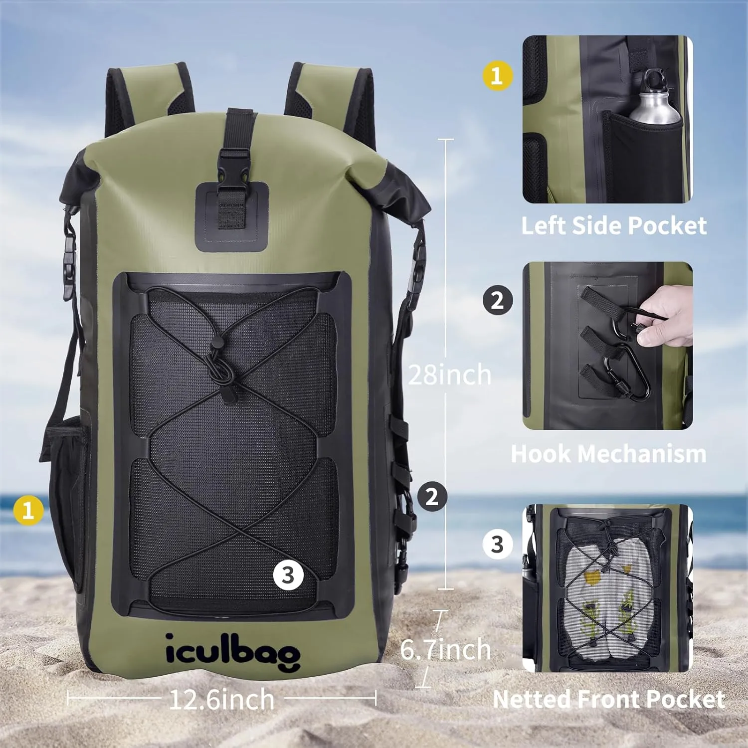 Dry Bags Waterproof Backpack for Women Men Travel Dry Bag Backpack Warterproof Bag for Kayaking Beach Boating 30L/40L