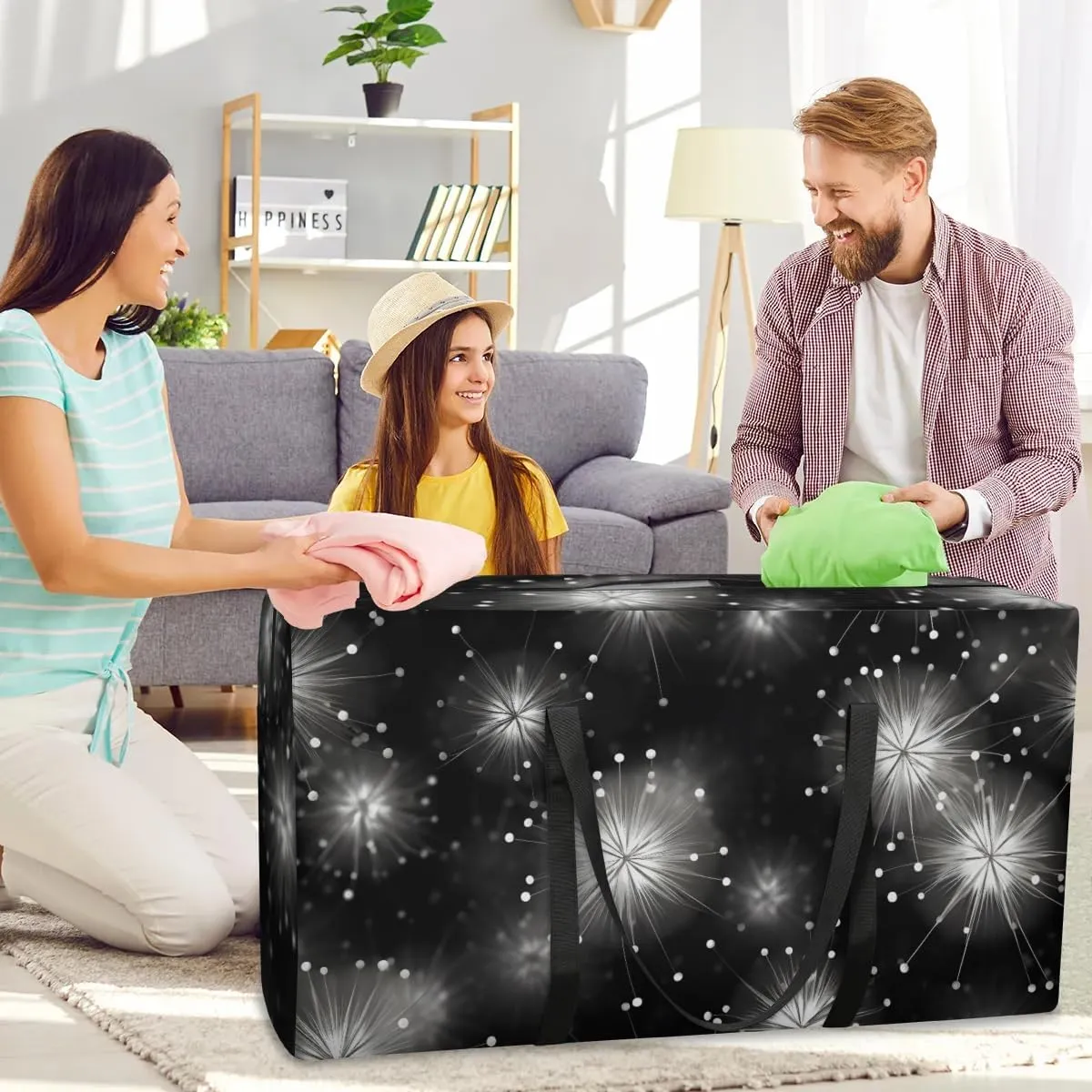 Extra Large Moving Bags Flying Dandelion Storage Bags with Handles and Zippers Large Packing Bags for Space Saving Storage Totes Moving Supplies