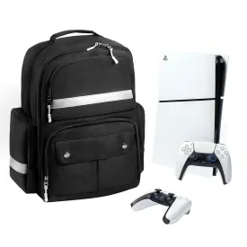 Ezgnuk Game Backpack for PS5 Silm Console, Protective Travel Carrying Case for PlayStation 5 Slim, Laptop, Headphones, Game Discs and Accessories Large Capacity