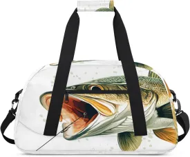 Fish Sports Duffle Gym Bags for Men or Women, Funny Fishes Lightweight Carry On Overnight Weekender Bag for Travel Workout