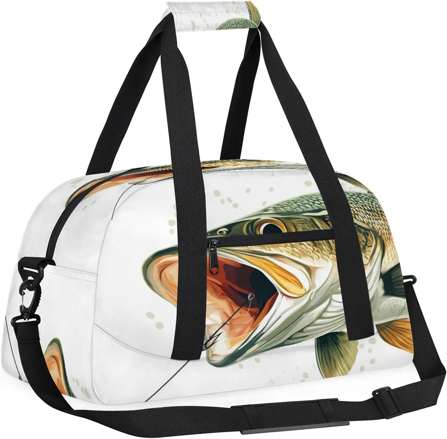 Fish Sports Duffle Gym Bags for Men or Women, Funny Fishes Lightweight Carry On Overnight Weekender Bag for Travel Workout