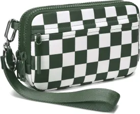 FODOKO Wristlet wallets for women Nylon Quilted Wallet with 4 Zippers,Travel Credit Card,Holder Cell Phone Organizer,coin purse